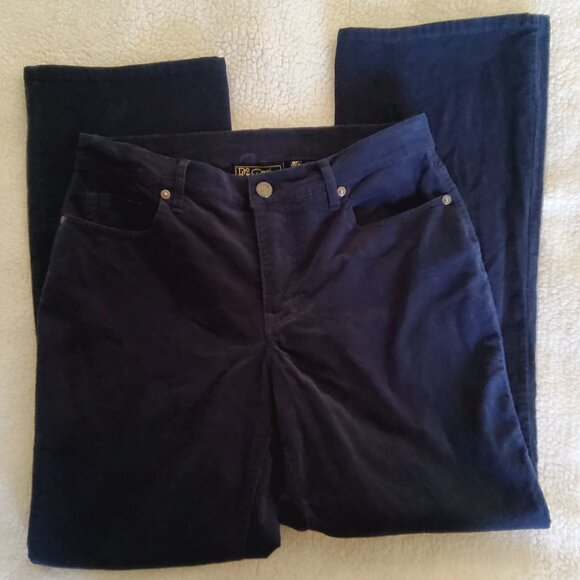 DG2 Diane Gilman Corduroy Pants Navy Blue Stretch 8P EUC - Picture 3 of 16